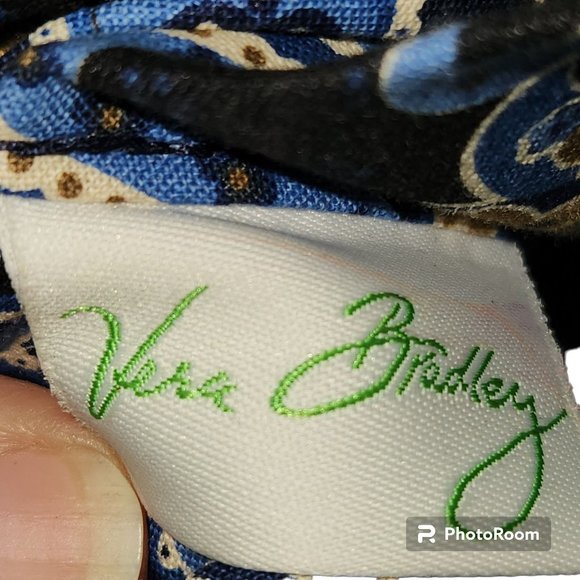 Vera Bradley Windsor Sm Two Handled Purse Blue Black Magnetic Snap Close Retired - Picture 7 of 7